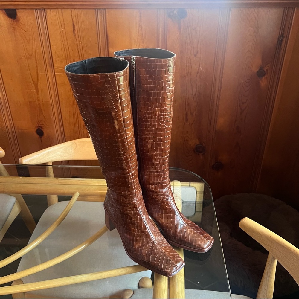 Alohas Snakeskin Square Toe Boots - 38 - 7.5-8